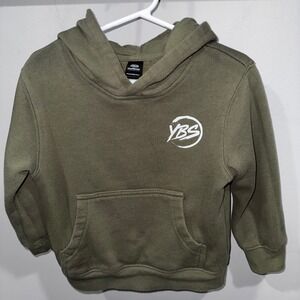 Young Bloods Olive Green Coral Fish Graphic Hoodie Sweatshirt Sz 2 Kid Australia